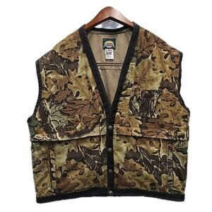 Vintage Cabela's Mens Camo Hunting Vest XXL Game Bag Mossy Oak Made In USA